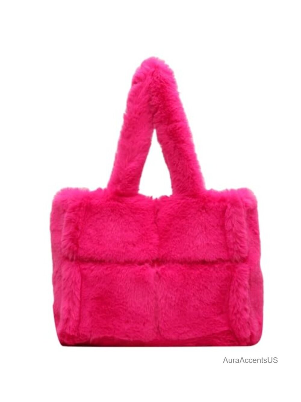 Soft Faux Fur Large Shoulder Tote Bag Plush Handbag Furry Top Handle Bag